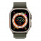 Apple Watch Ultra 49 мм Titanium Case, титановый/зеленый Alpine Loop