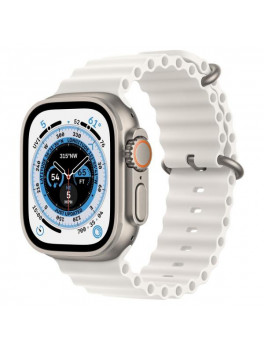 Apple Watch Ultra 49 мм Titanium Case, титановый/белый Ocean Band